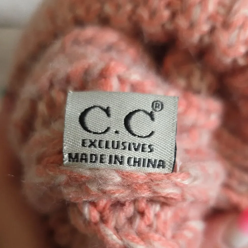 C.C Exclusives Blush Knit Beanie with Pom Poms